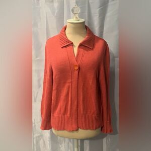 Talbots Long Sleeve Women's Size PM Button Front Knit Orange Cardigan
